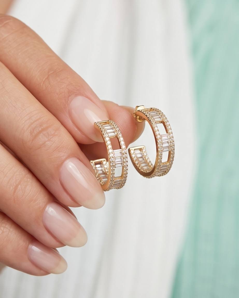 Bomb Party USA™ The Isadora Hoop Earrings – Diamond CZ Luxe Hoops
