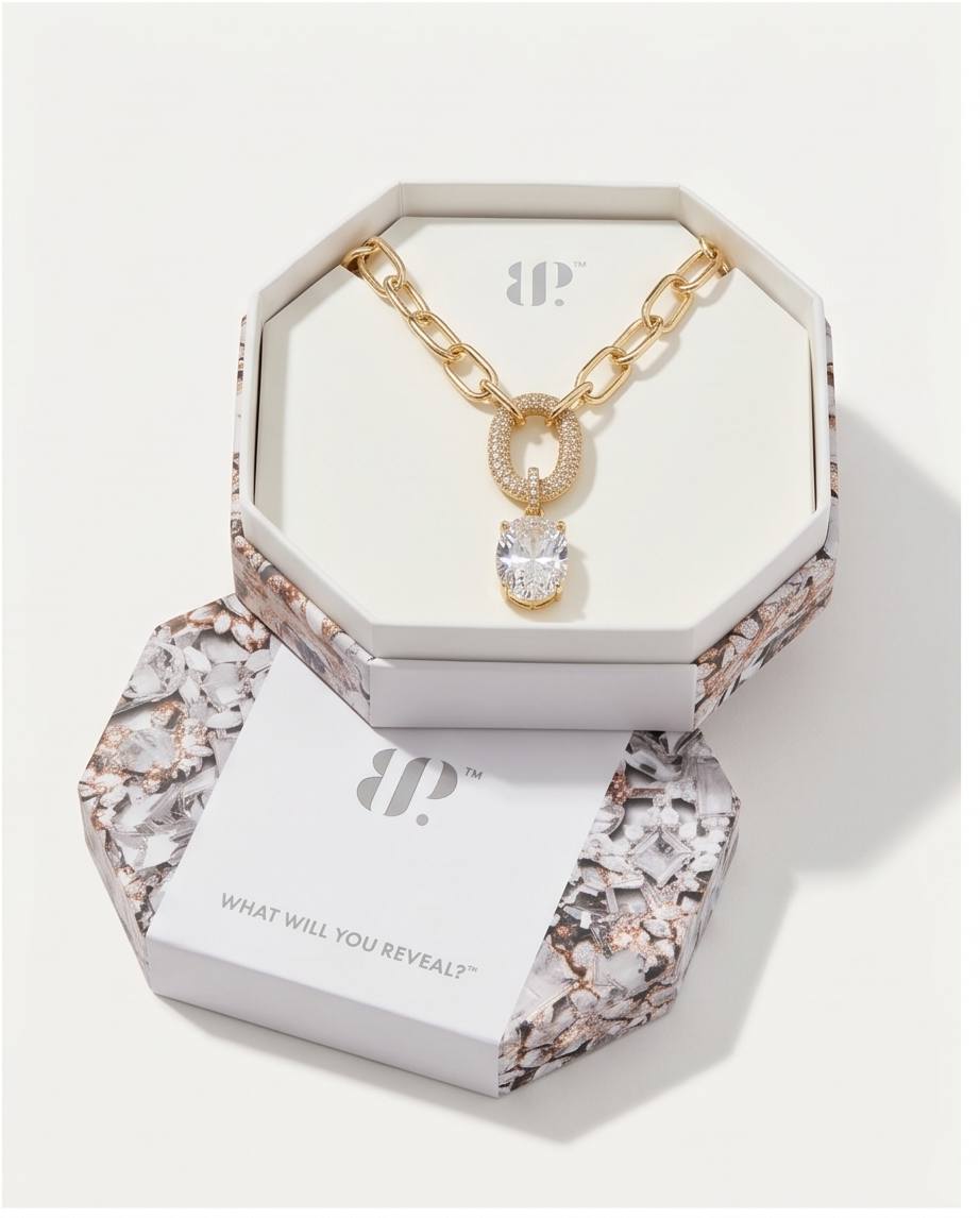 Bomb Party USA™ Let’s Run Away Together Necklace – Diamond CZ Statement Pendant