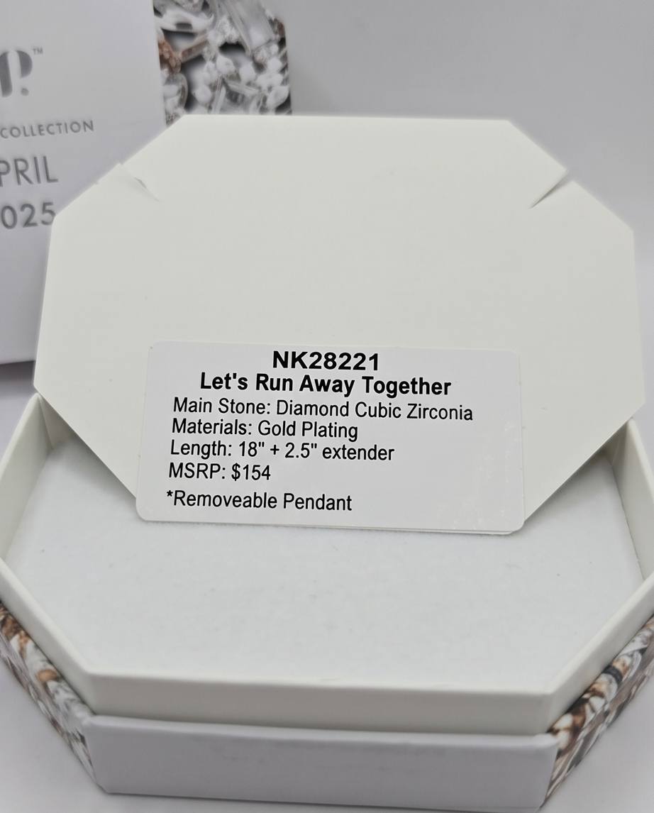 Bomb Party USA™ Let’s Run Away Together Necklace – Diamond CZ Statement Pendant