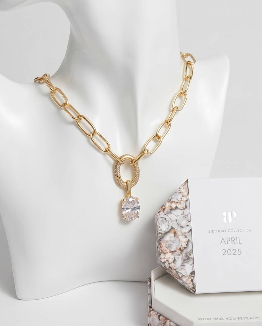 Bomb Party USA™ Let’s Run Away Together Necklace – Diamond CZ Statement Pendant