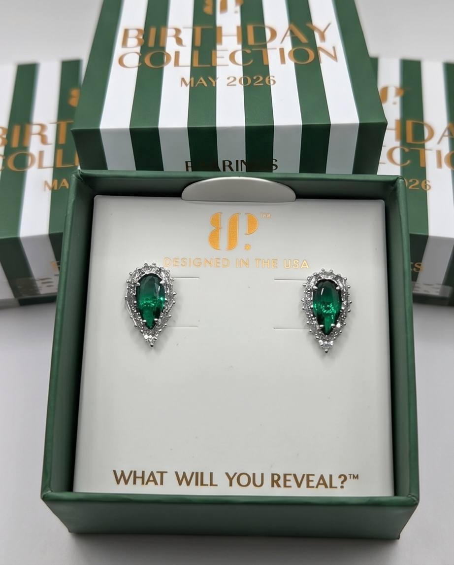 Bomb Party USA™ The Paloma Studs – Lab-Created Emerald Stud Earrings