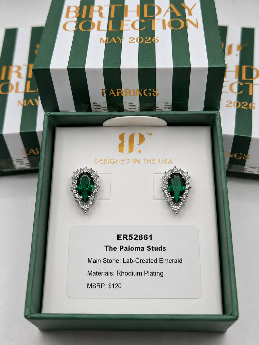Bomb Party USA™ The Paloma Studs – Lab-Created Emerald Stud Earrings