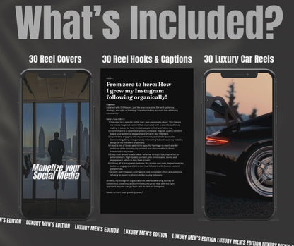 Luxury Mens Edition Vol 1. Reels, Hooks, Captions & Reel Covers